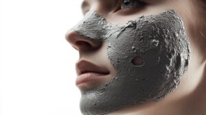 vecteezy woman s facial skincare routine with a grey clay mask for 57087029 شرکت زیبایی سلامت دانژه